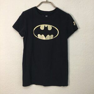 Under Armour Batman Logo Graphic T-Shirt Womens Small Petite Black Crew Neck